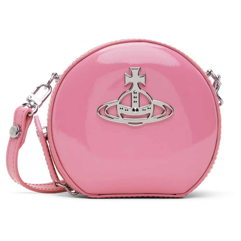 Vivienne Westwood Pink Shiny Mini Round Crossbody Bag